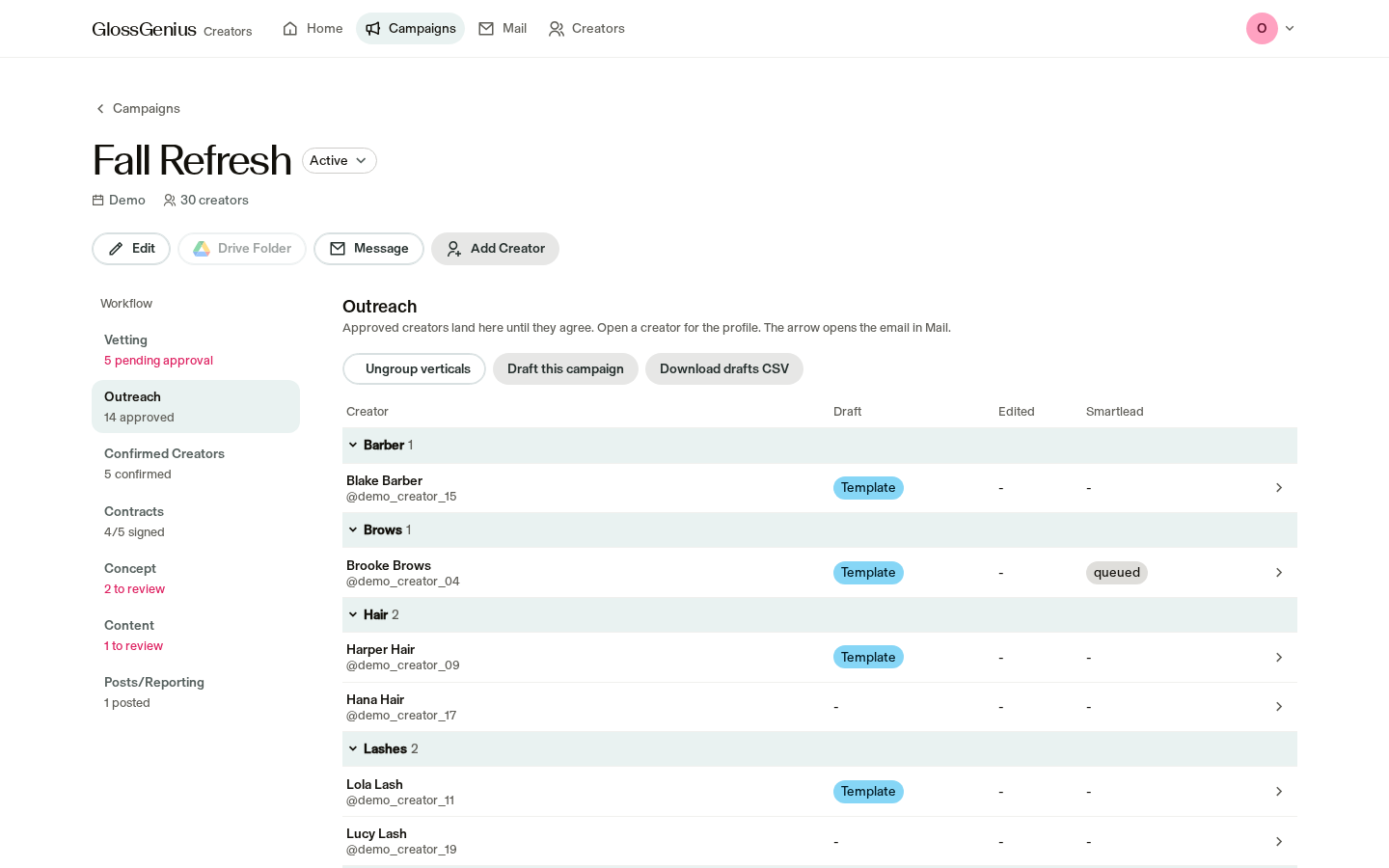 Outreach tab screenshot