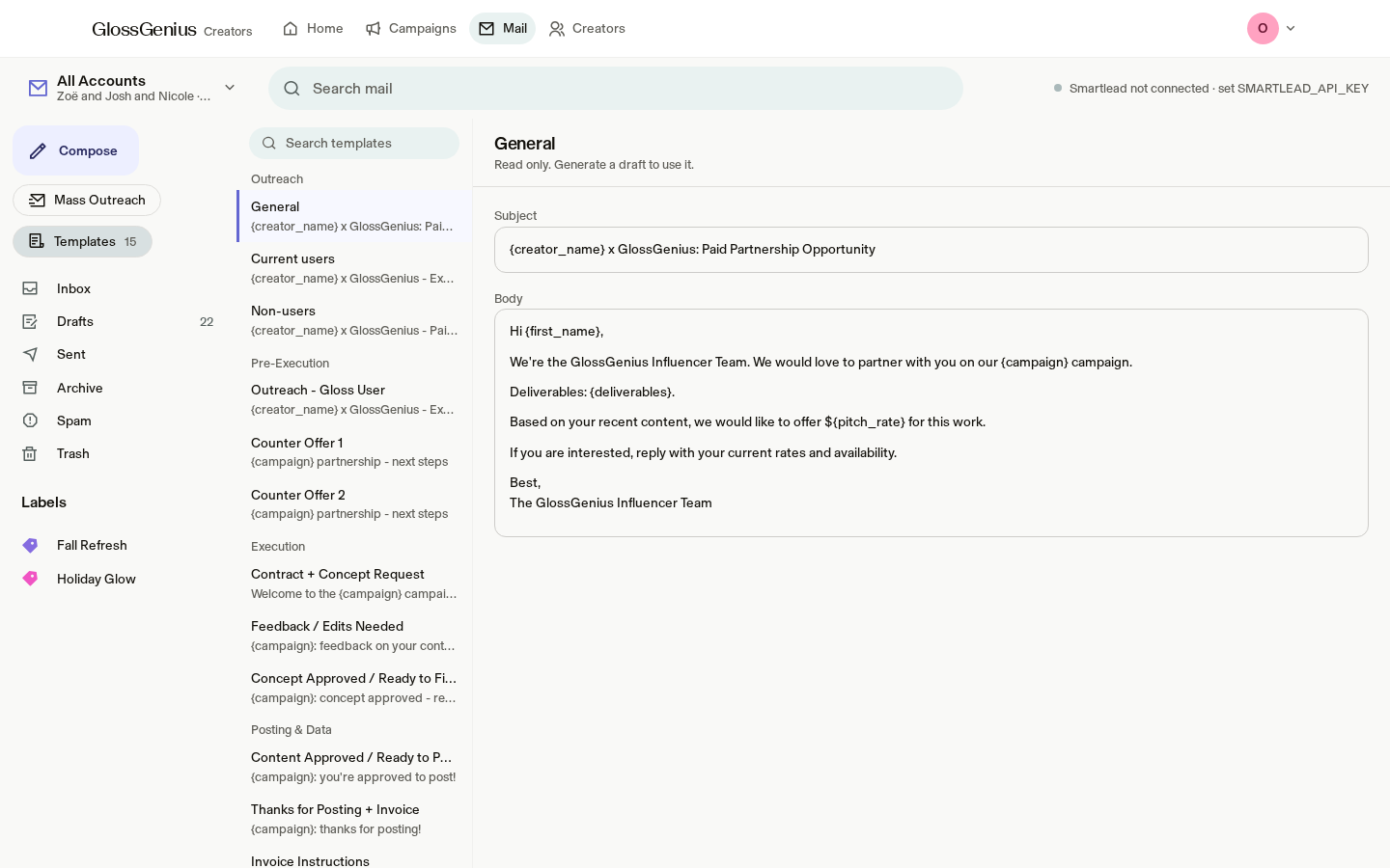 Templates screenshot