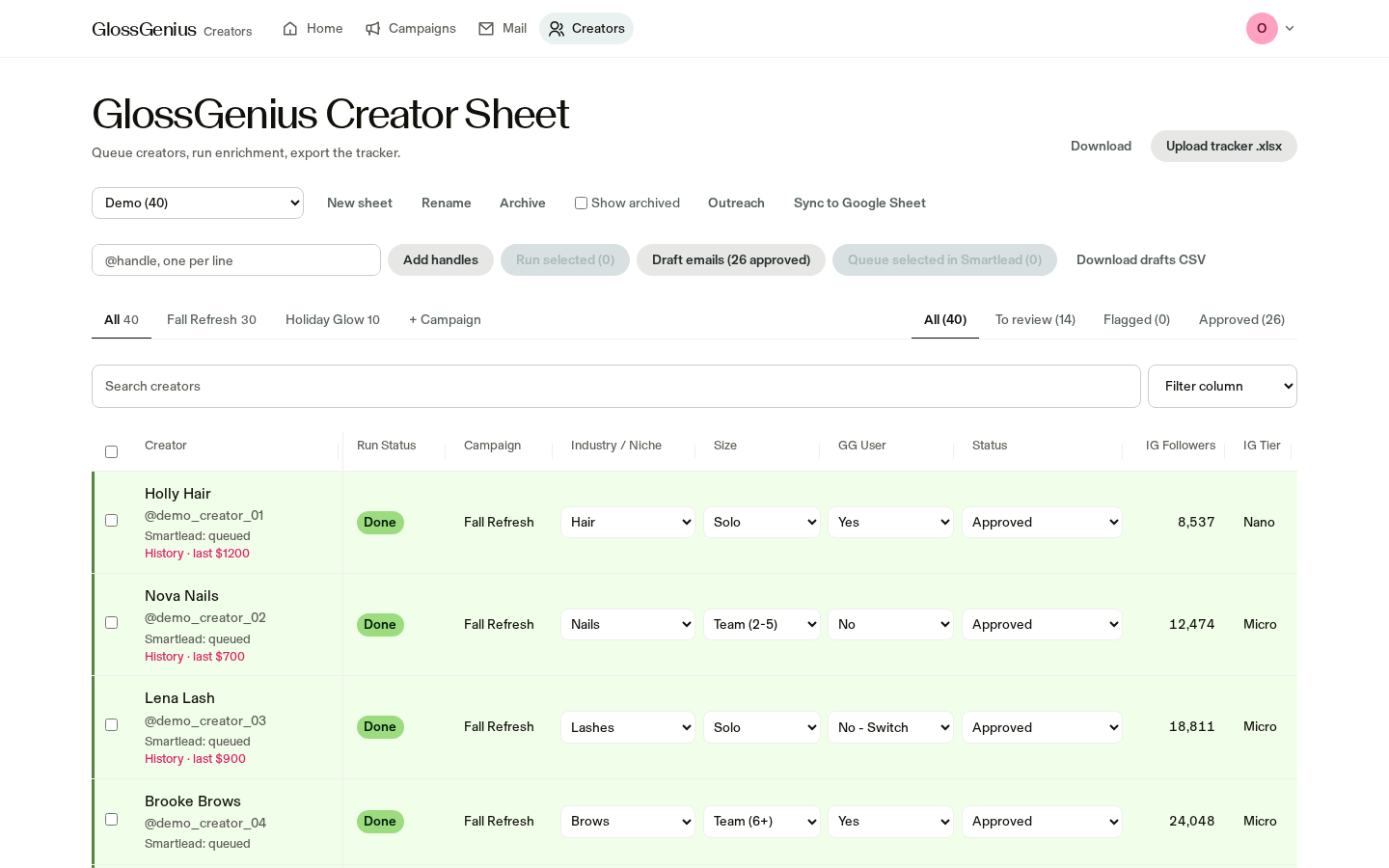 Old creator sheet screenshot