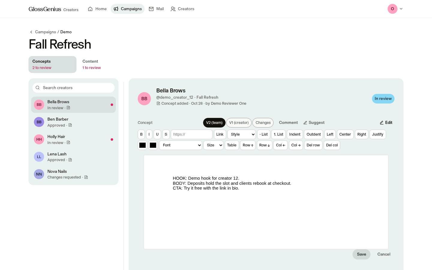 Script editor screenshot